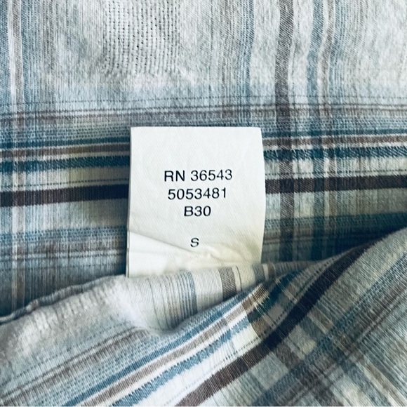 Van Heusen shirt blue white plaid XL (17-17.5) short sleeve button down collar - Picture 14 of 16